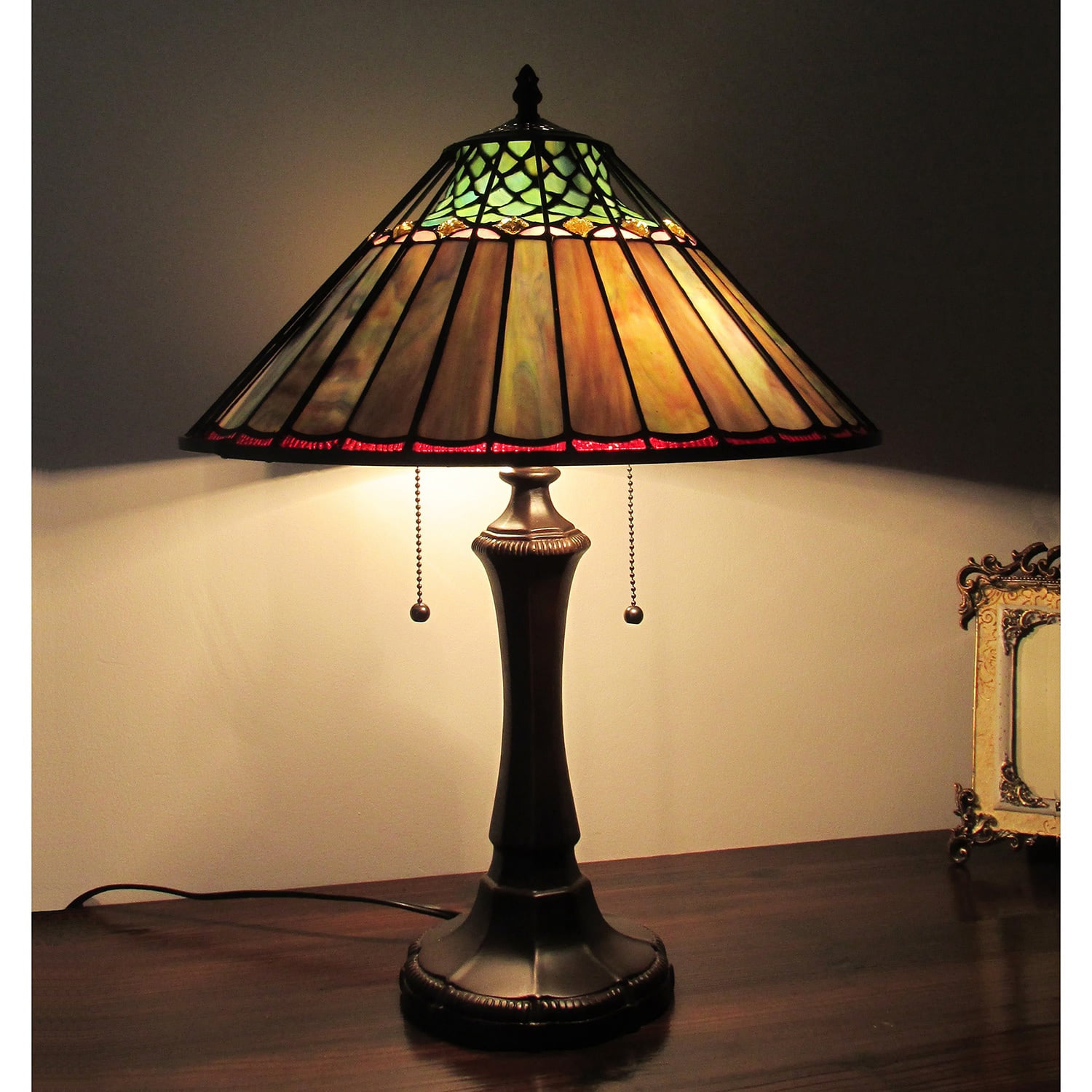 Chloe Tiffany Style Mission Design 2-light Dark Bronze Table Lamp Brown ...