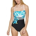 thumbnail image 2 of Calvin Klein Womens One Piece Bathing Suit Strapless Bandeau Swimsuit Blue New, 2 of 4