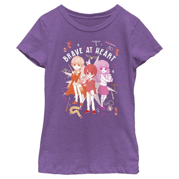 Girl's Harry Potter Brave at Heart Anime Friends Graphic Tee Purple Berry Medium