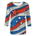 thumbnail image 5 of Frostluinai American Flag T Shirt Women 3/4 Sleeve USA Star Stripes Fourth July Tee Shirts Crew Neck Summer Red White and Blue T Shirts, 5 of 5