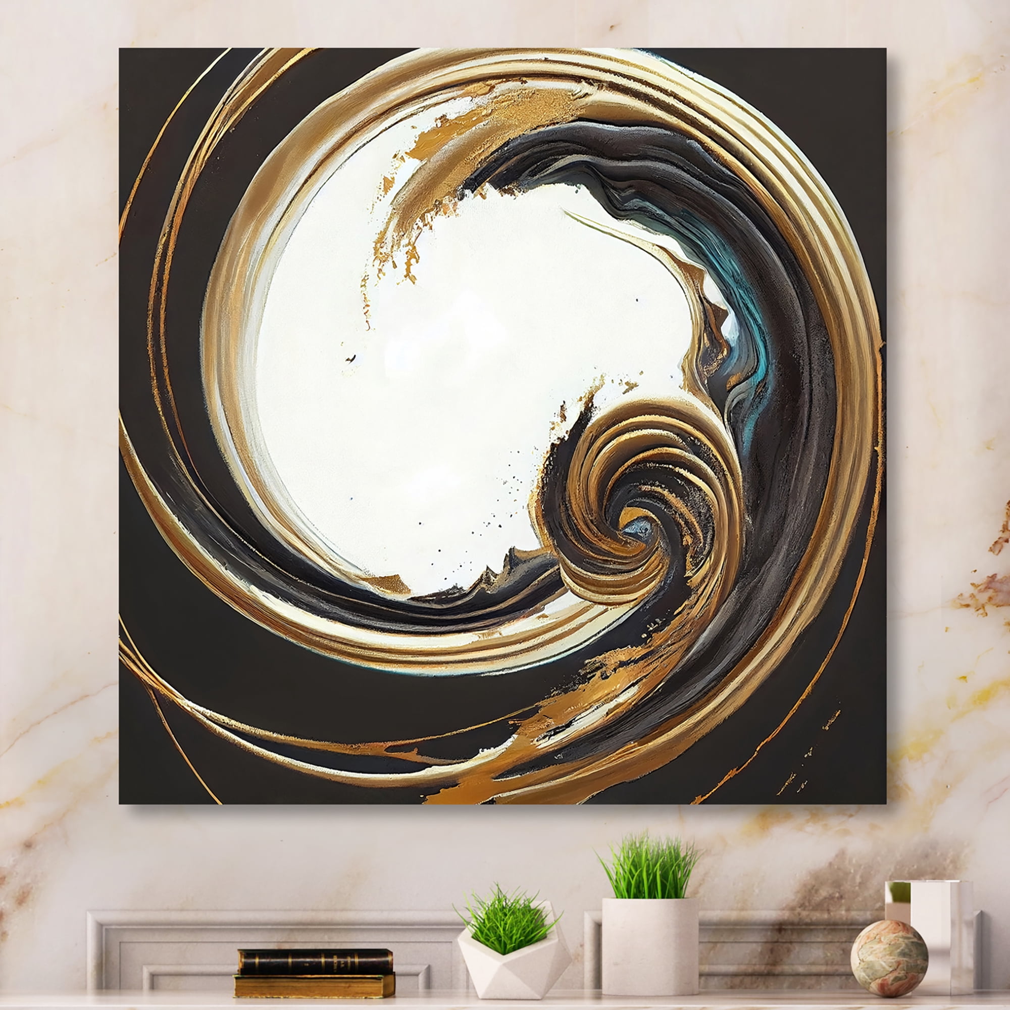 Designart Gold Glamour Circle 1 III Canvas Wall Art