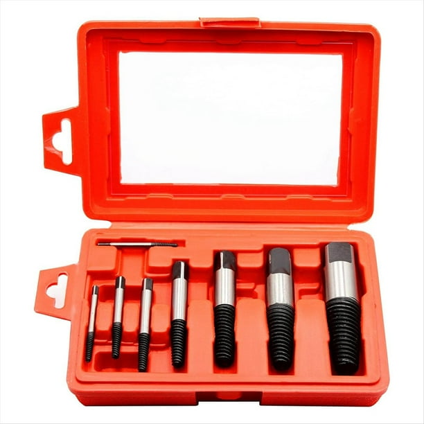 Juego de 8 Extractores de Tornillos, Kit de Extracción de Tornillos Dañados y Rotos, Juego de Herramientas para Extraer Pernos de Tuberías de Agua.