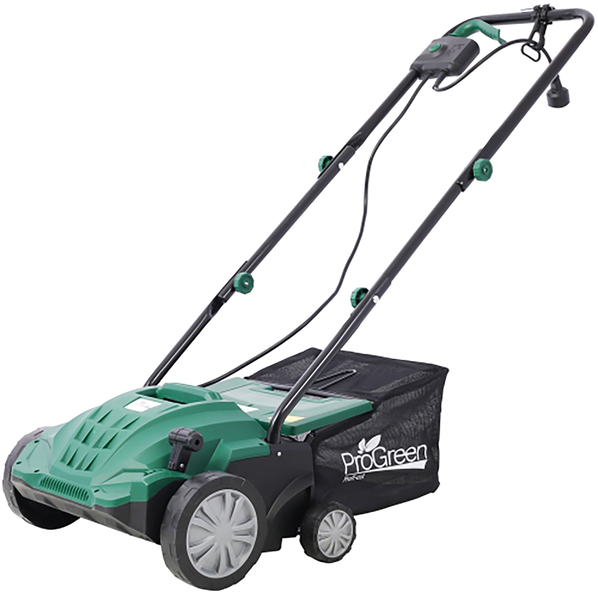 12 Amp 2-in-1 Electric Lawn Dethatcher and Scarifier with Collection Bag & 4-Position Height Adjustment,13-Inch Path, 31.7QT Removable Bag.