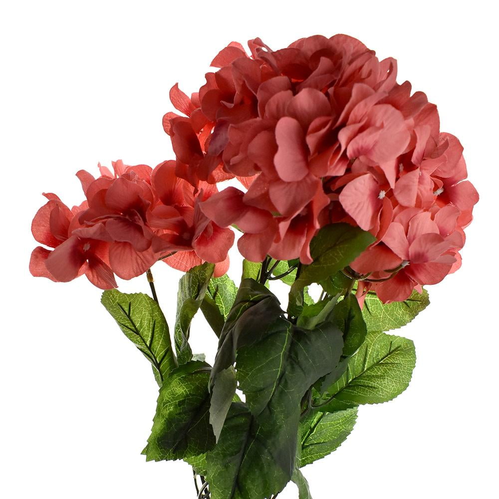 Artificial Hydrangea Spray, Coral, 231/3Inch