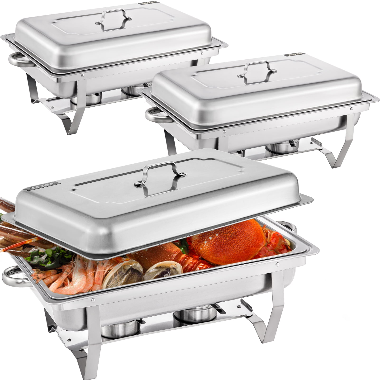 VEVOR Chafing Dish 3 Packs Stainless Steel Chafing Dishes 9.5 Quart