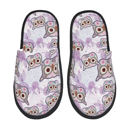 

Pofeuu Owl And Floral Print EVA Fuzzy House super light Slippers Slippers Scuff Outdoor Indoor Warm Cozy Plush Bedroom Shoes Soft Flat Comfy Anti-Slip-Large