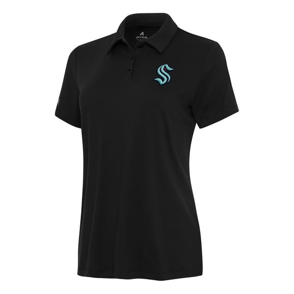 Women's Antigua Black Seattle Kraken Reprocess Polo