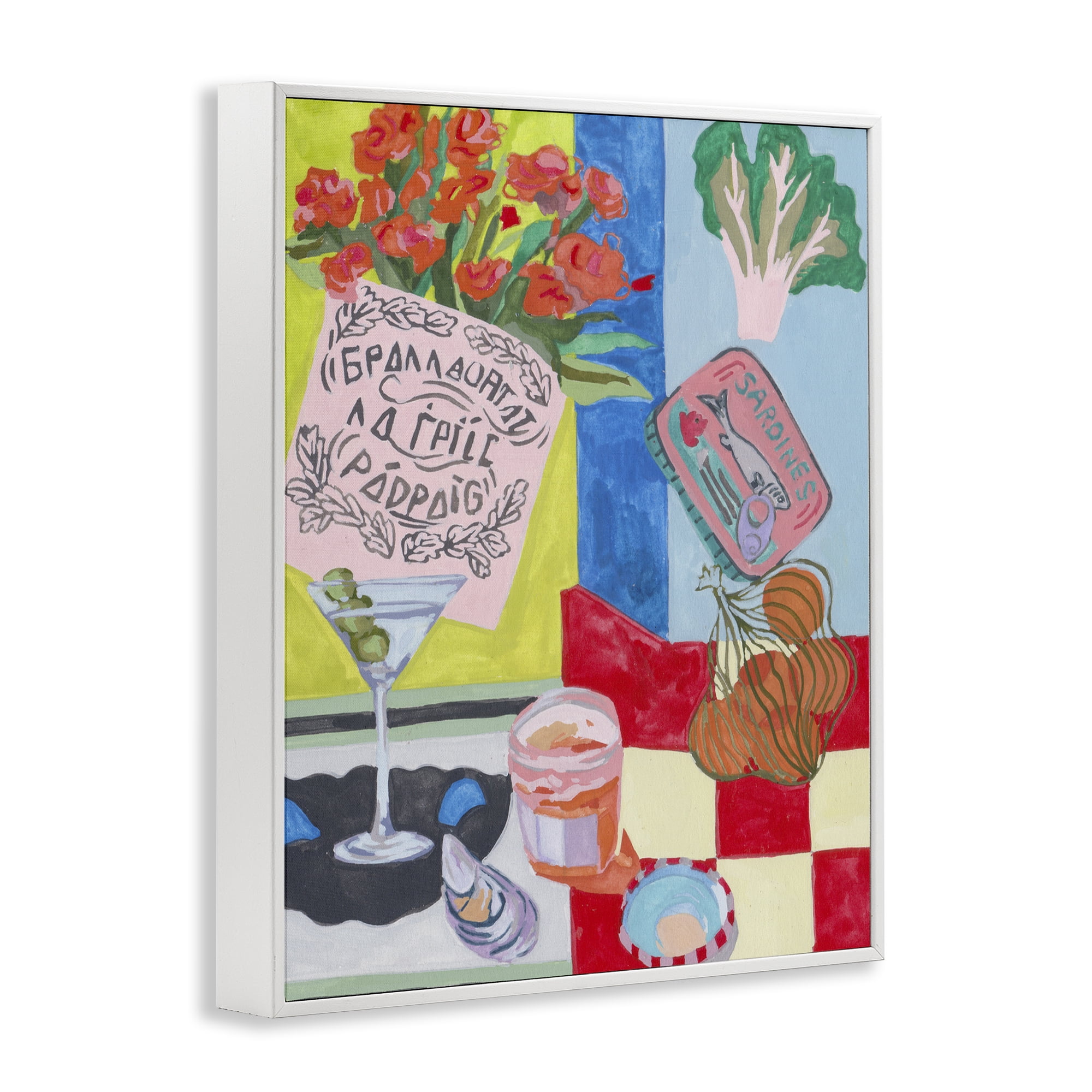 Stupell Industries Kitchen Checkered Still Life White Framed Giclee Art, design by Melissa Wang