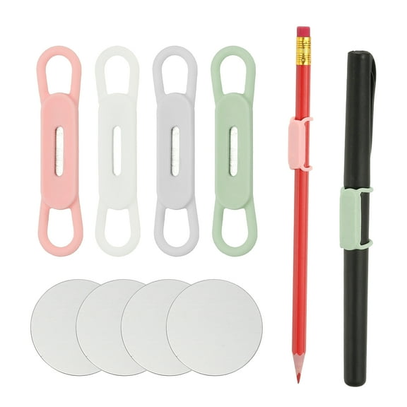 Uxcell 4 Pcs Magnetic Pen Pencil Holder, Silicone Flexible Pencil Holder Adjustable Organizer Clip with 4 Metal Sheet for Refrigerator Whiteboards Desk Clipboard, 4 Colors