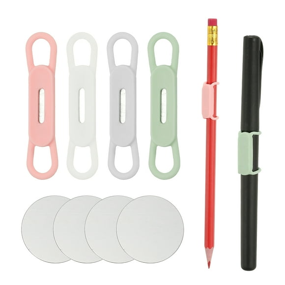 Uxcell 4 Pcs Soporte Magnético para Lápiz, Soporte de Lápiz Flexible de Silicona Organizador Ajustable con 4 Hojas de Metal para Refrigerador, Pizarras, Escritorio, Clipboard, 4 Colores