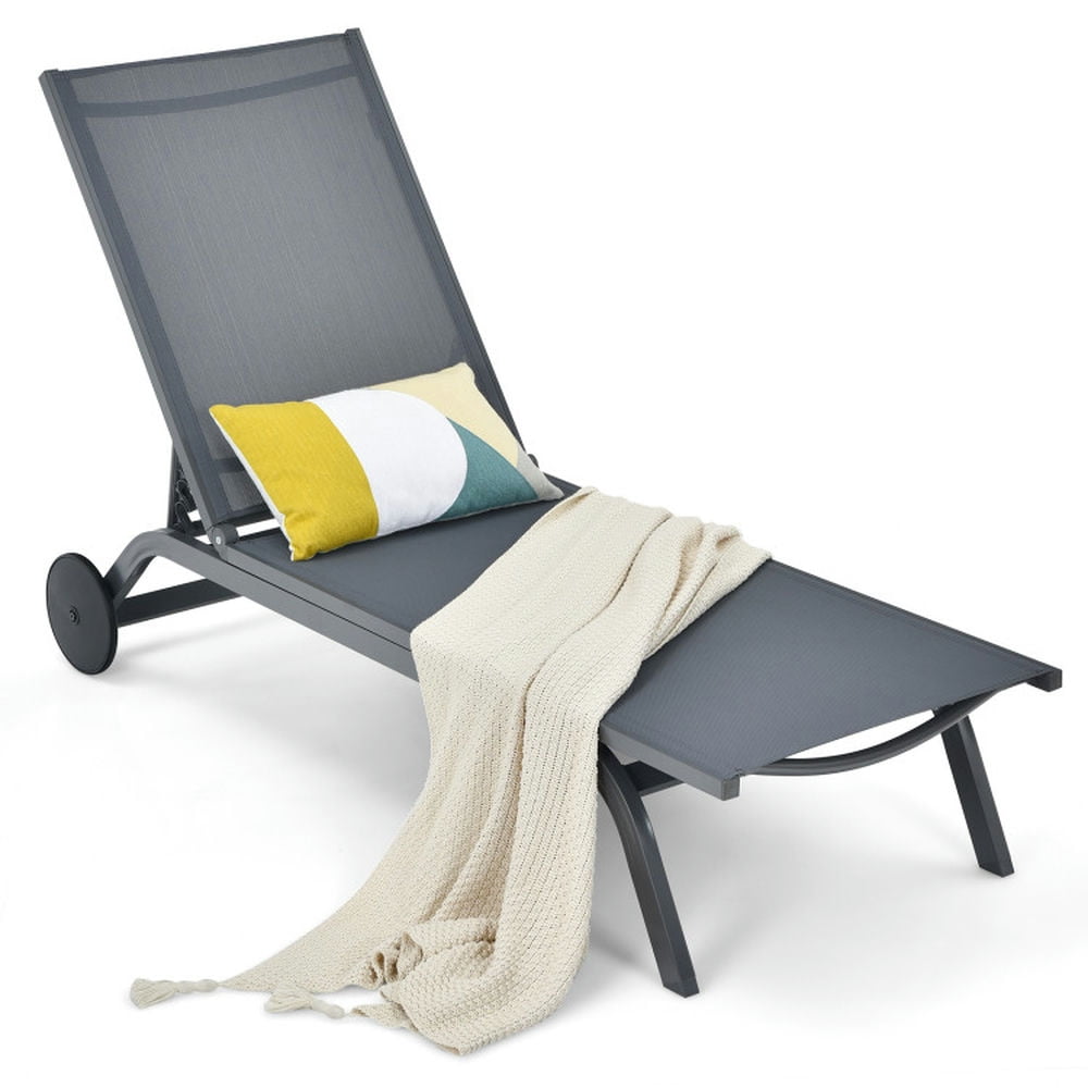 GVN Reclining Chair,Outdoor Chaise Lounge,6-Position Adjustable Fabric Outdoor Patio Recliner Chair-Gray GVN Reclining Chair,Outdoor Chaise Lounge,6-Position Adjustable Fabric Outdoor Patio Recliner Chair-Gray