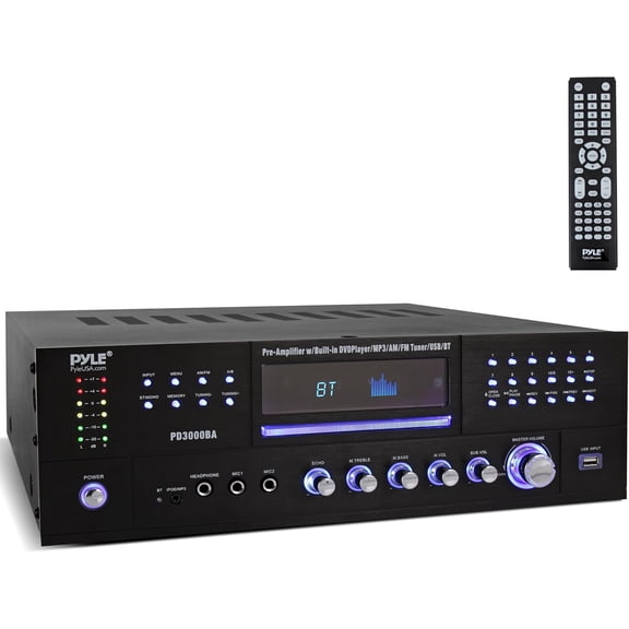 PYLE PD3000BA - Bluetooth Home Theater Preamplifier - Audio/Video Receiver System with CD/DVD Player, AM/FM Radio, MP3/USB Reader (3000 Watt)