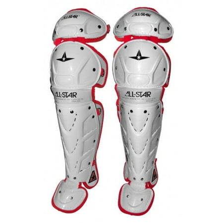 - Allstar Vela Pro Fastpitch Softball Leg Guards LGW14.5S7 White/Scarlet
