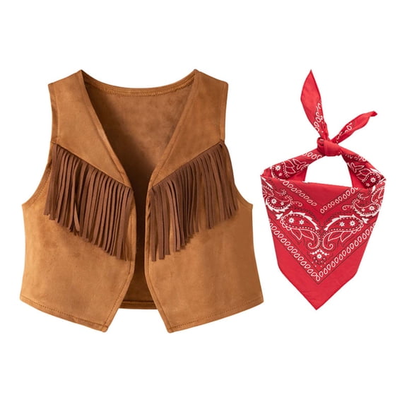 yocbz Fall Winter Jacket Kids Sleeveless Toddler Baby Girl Cowgirl Vest Western Vest Sleeveless Button Jacket Red,Size for 5-6 Years
