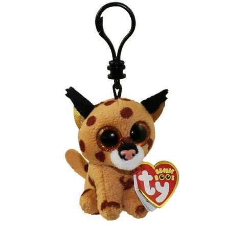 TY Beanie Boos - BUCKWHEAT the Lynx (Glitter Eyes) (Plastic Key Clip) (BONUS ONE RANDOM TY ERASER)