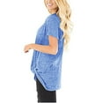 thumbnail image 3 of Abcnature Womens Tops Short Sleeve Twist Knotted T Shirts Summer Blouse Tunic Tops Solid O-Neck T-Shirt Blue S, 3 of 7