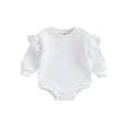 thumbnail image 1 of ZAXARRA Infant Baby Girl Sweatshirt Jumpsuit Solid Color Round Neck Ruffled Long Sleeve Romper Toddler Clothes, 1 of 6