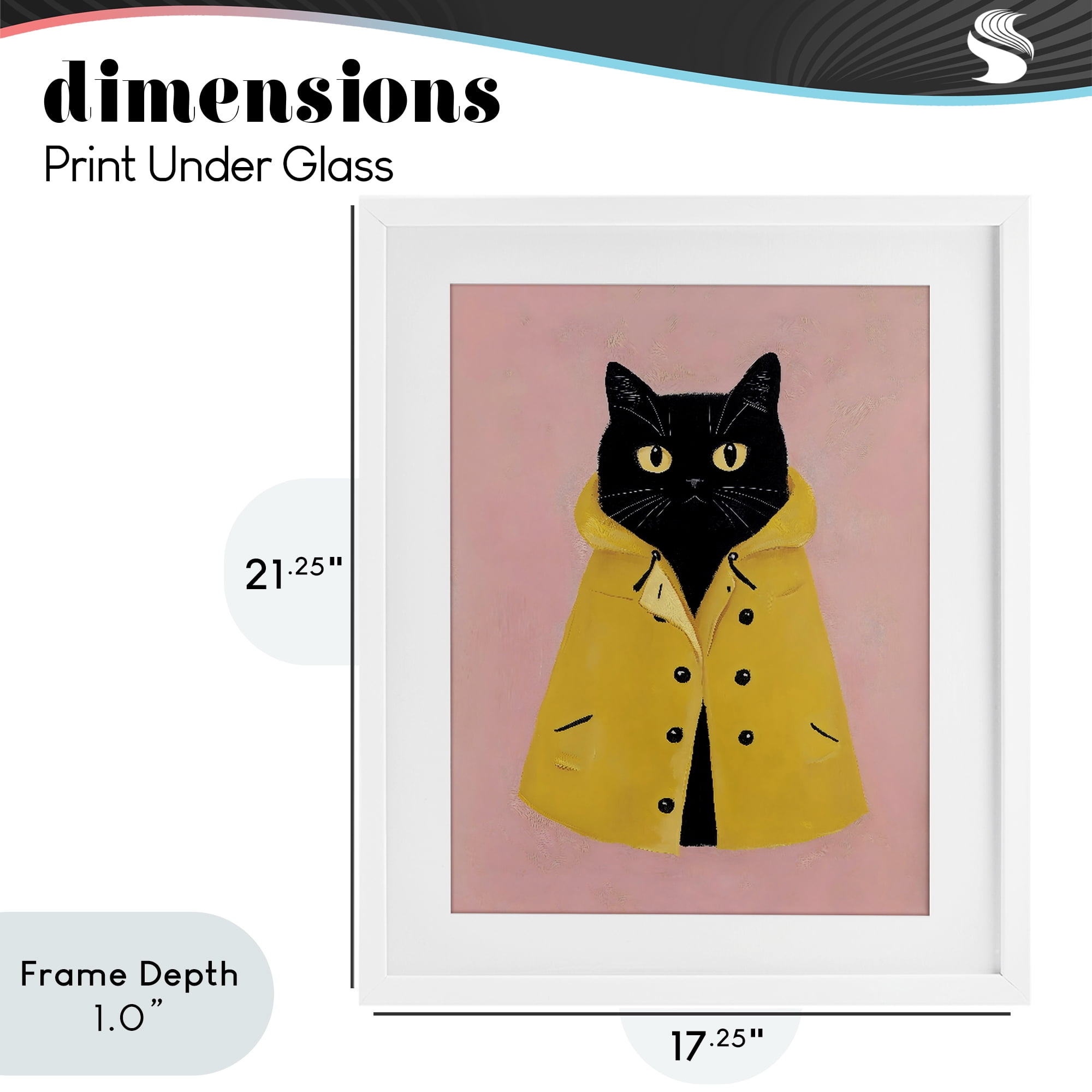 Stupell Industries Black Cat in Yellow Raincoat White Framed Print Under Glass, design by The Prints Vibe