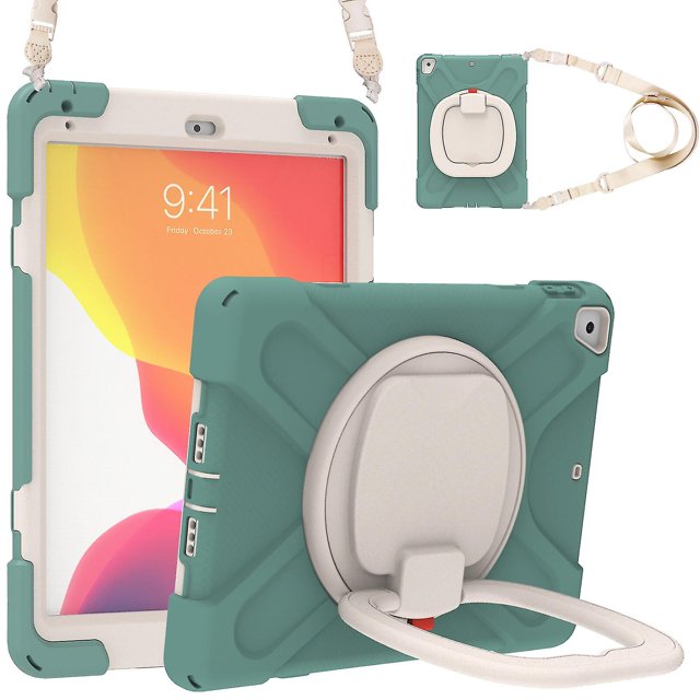 Funda con soporte de anillo ajustable para iPad de 9,7 pulgadas (2018) con correa para el hombro, gran soporte de anillo ajustable, protección contra golpes.
