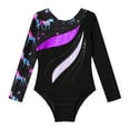 thumbnail image 3 of Alvivi Kids Girls Sequins Long Sleeve Leotard for Gymnastics Tumbling Dance Performance Competition Black&Purple 4, 3 of 7
