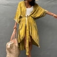 thumbnail image 2 of Kilaqueen Womens Swimsuit Coverup Open Front Long Sleeve Cardigan Beach Vacation Loose Fit Flowy Tunic Jacket, 2 of 4