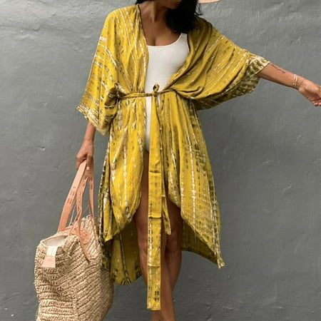 WMTBSRSW Women s Kimono Swimsuit Coverups Bikini Bathing Suit 2025 Trendy Summer Beach Cover up Casual Loose Cardigans for Swimwear One Size Big Sale