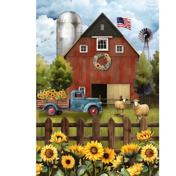 Briarwood Lane Summer House Flag 40x28 For Outdoor Sunflower Barn For Summer House Flag