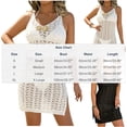 thumbnail image 6 of ShomPort Womens Bathing Suit Cover up Slit Crochet Knit Spaghetti Strap Beach Coverup Mini Dress Summer Vacation, 6 of 6