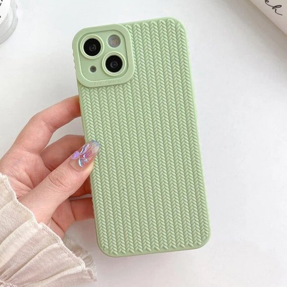 Ottwn Étui de Téléphone à Motif Tissé pour iPhone 15 14 13 12 11 Pro Max XR TP Max 7 8 14 Plus Antichoc en Silicone Souple