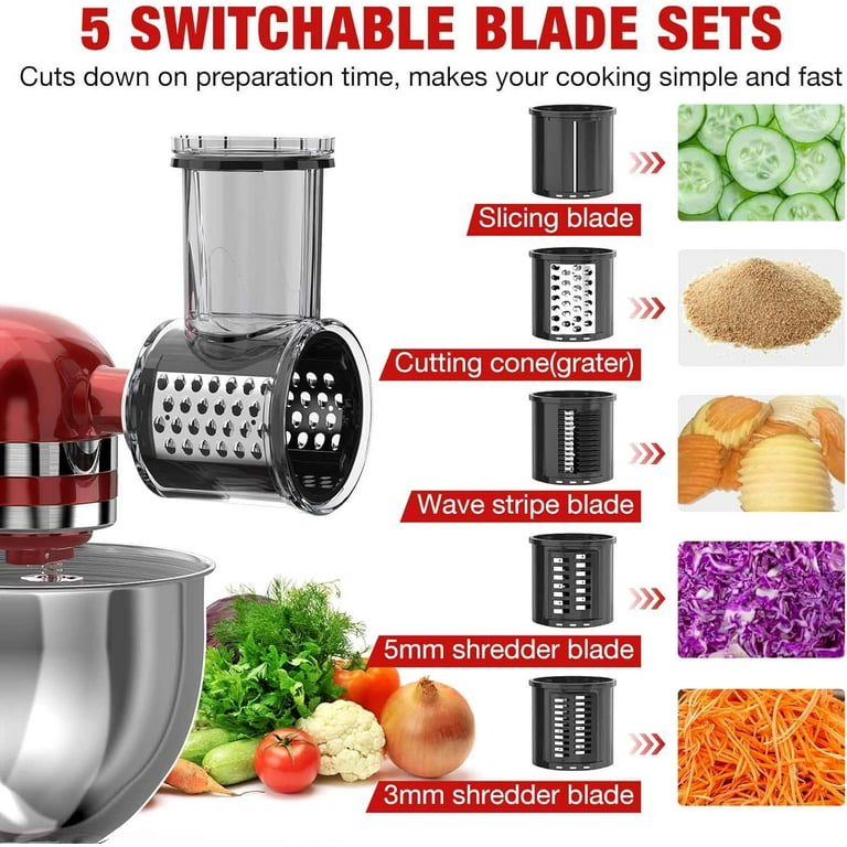 LEXKUYI Slicer Shredder Attachment for KitchenAid Mixer, 5