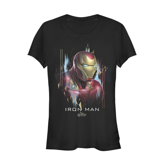Junior's Marvel Avengers: Endgame Iron Man Glitch Graphic Tee Black Large