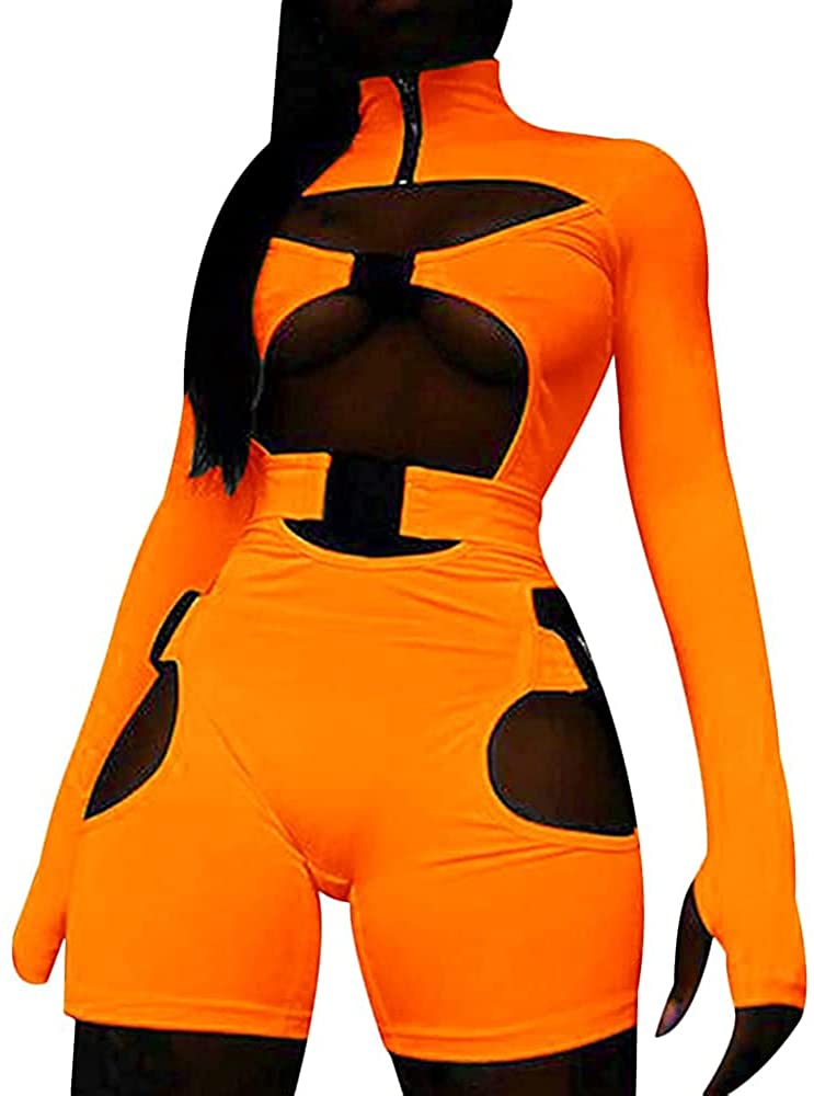 Women Sexy Hollow Jumpsuit Buckle 