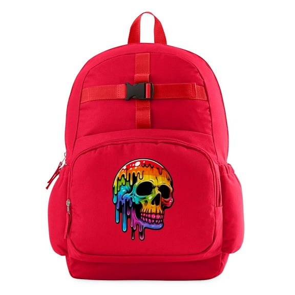 CafePress - Vibrant Multicolor Skull - Cute School Travel Backpack