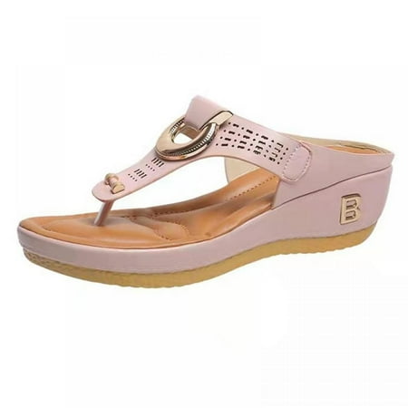 

Casual Wedge Roman Sandals for Women Comfortable PU Leather Clip Toe Summer Beach Sandals Ladies Bohemia Platform Slippers