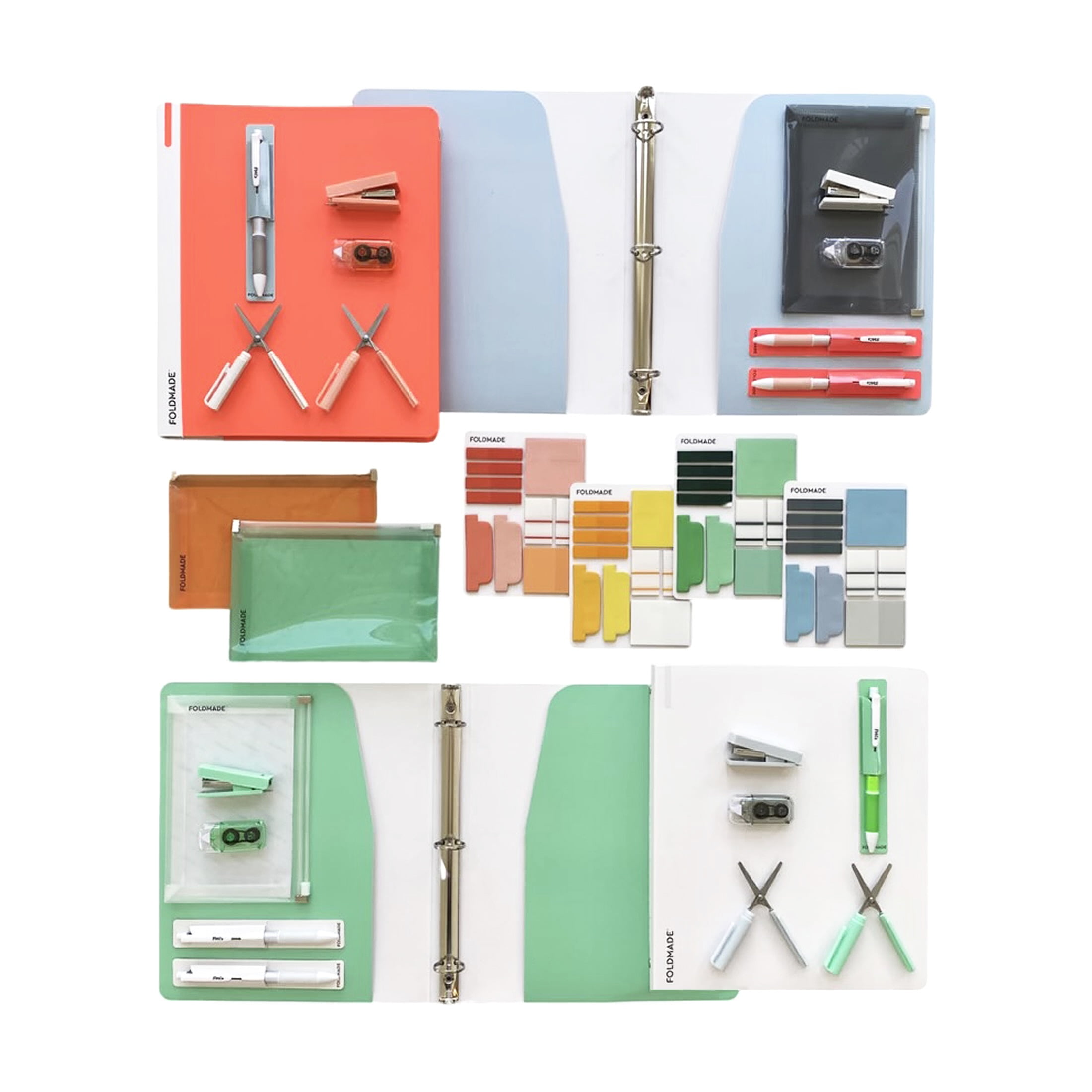 Foldmade Eco-friendly 1" 3-Ring Binder with 2 Pockets, Multicolor, 4 Count