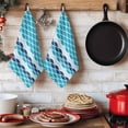thumbnail image 4 of Dish Towels, Moroccan Ombre Teal Blue Absorbent Kitchen Towels 2 PCS, Abstract Wave Lines Microfiber Hand Towels Dish Cloths Tea Towels for Home&nbsp;Bathroom Cleaning Drying,18X28-Inch,, 4 of 9