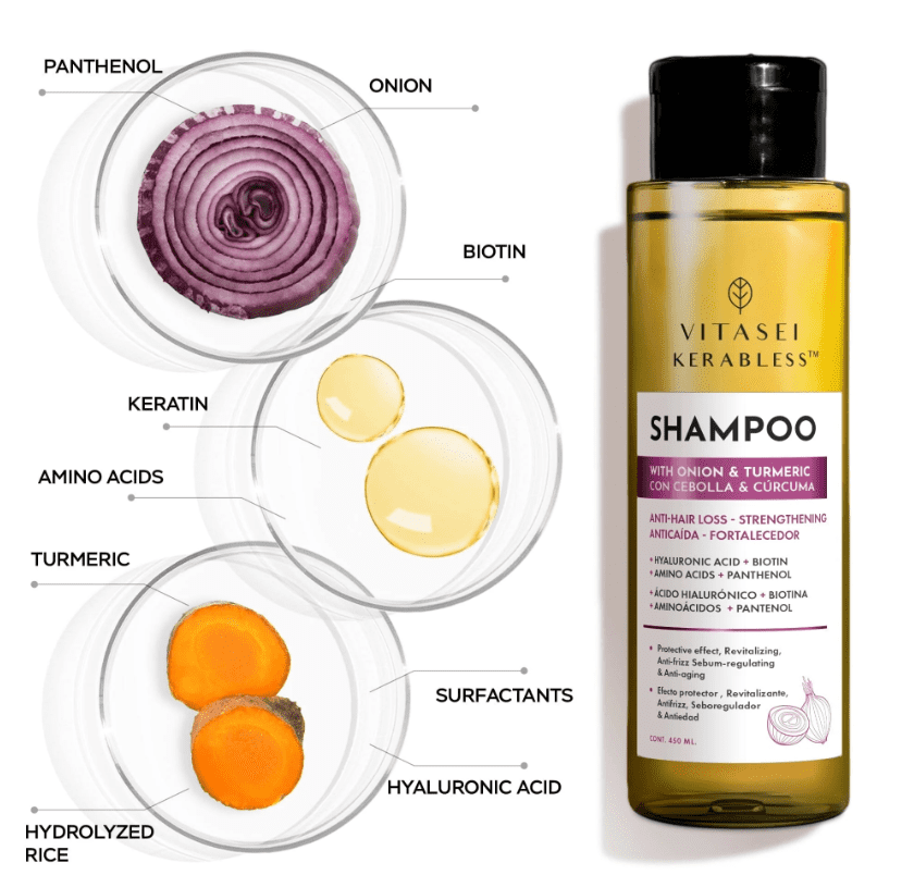 kit kerabless anti hair-loss and growth - shampoo + conditioner with onion and tumeric