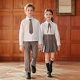 thumbnail image 6 of Tiijoy Girls School Uniform Long Sleeve White Shirt Pleated Skirt Outfit Set, Sizes 3-18, 6 of 8