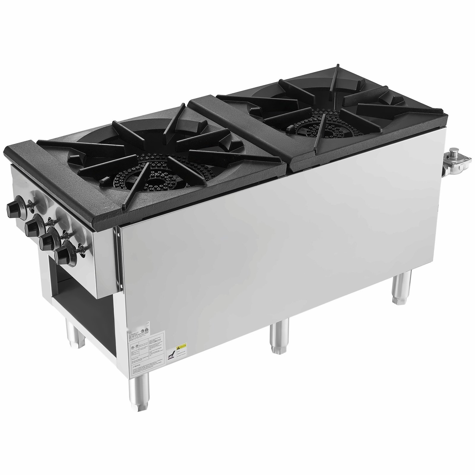 Commercial Gas Stove 2 Burner, Propane/Natural Gas Range, 180000 BTU Stainless Steel Hot Plate, Heavy Duty Restaurant Cooking Equipment