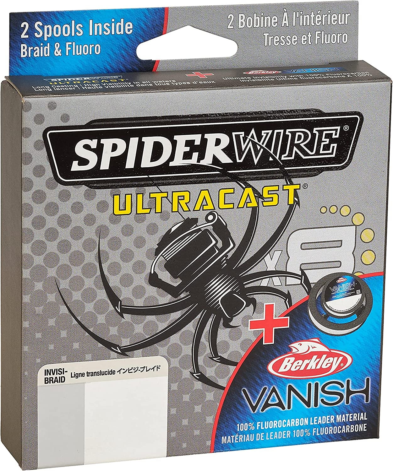 SpiderWire Ultracast® Vanish® Dual Spool Braid Fishing Line, Translucent, 10 lb Test Strength, 164 yd