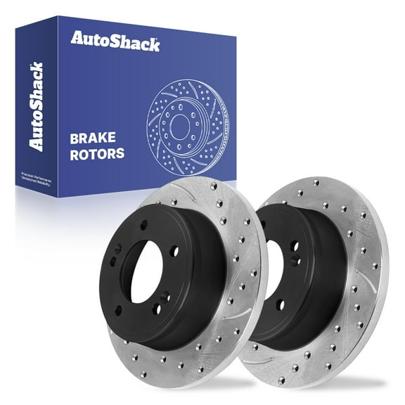 AutoShack Rear Solid Drilled & Slotted E-Coated Brake Rotors 2-PC Set Replacement for 2011-2020 Hyundai Elantra 2014-2025 Kia Soul 2014-2022 Kia Forte ShadowGuard 10.31" (261.9 mm)