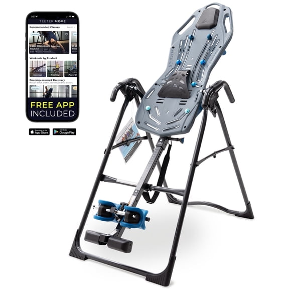 Teeter FitSpine X1 Inversion Table, Decompression Surface for Full-Body Stretch, Ergo Embrace Ankle Supports, Integrated Accessories, UL Safety Certified, Heavy-Duty 300 lb Capacity