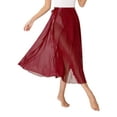 thumbnail image 5 of ZALDITA Women's Sheer Ballet Dance Wrap Skirts Lace-Up Lyrical Ballroom Dancing Long Skirt Burgundy One Size, 5 of 7