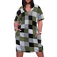 thumbnail image 1 of Vestido de bolsillo suelto para mujer vestidos de ocasión formal diseño cuadrado cuadros lineales verde salvia negro gris blanco, 1 of 7