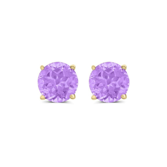 Timeless Classics Round Amethyst Stud Earrings in 14K Yellow Gold - 6MM