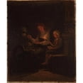 thumbnail image 2 of Adolph Tidemand 12x14 Black Ornate Wood Framed Double Matted Museum Art Print Titled: By the Spinning Wheel (1867), 2 of 5