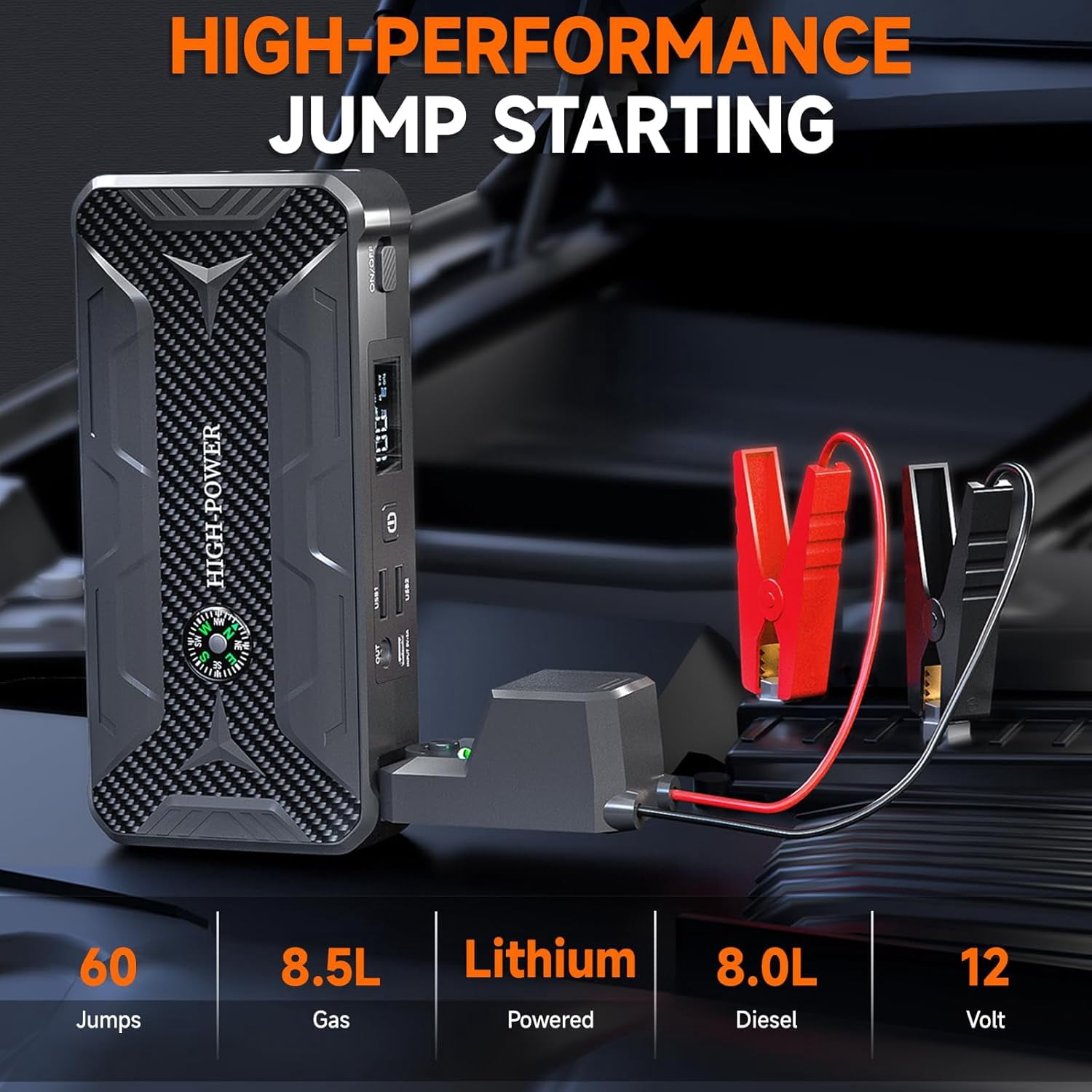 AFK Portable Car Battery Jump Starter 3000A Peak 99800mAh