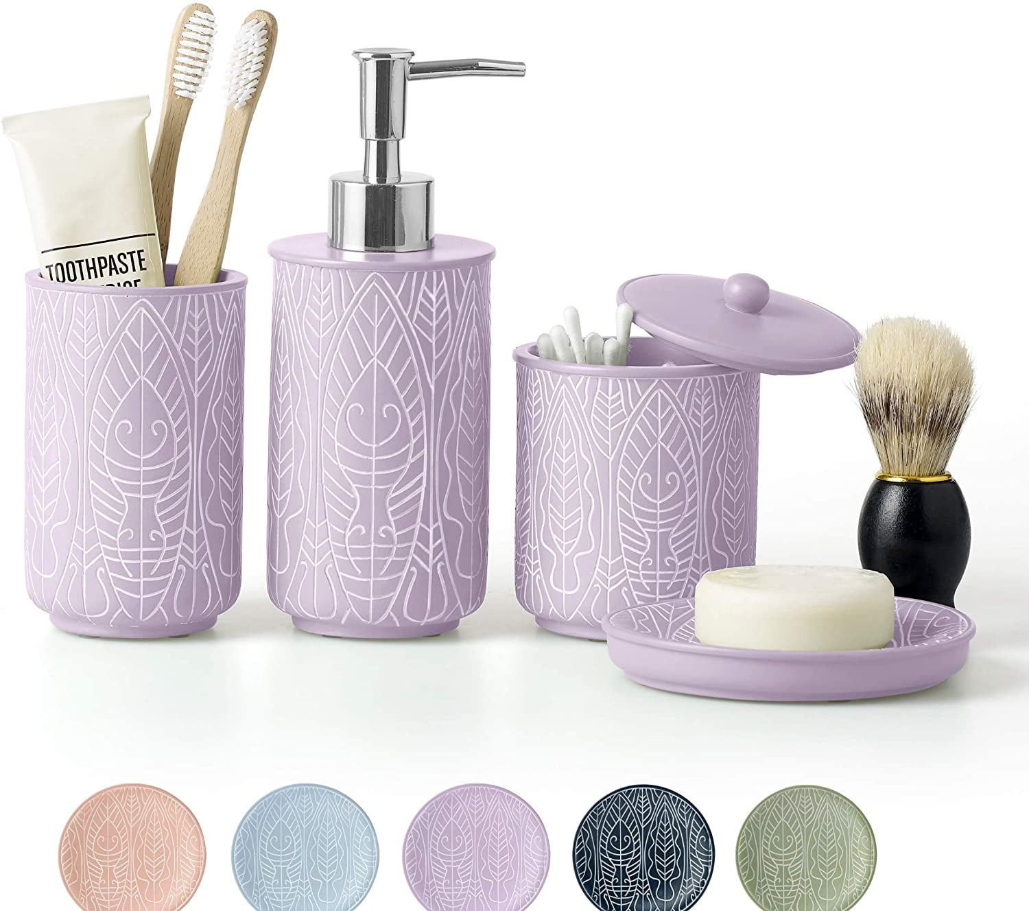 Premium Lavender Purple Bathroom Accessories Set Purple Bathroom Set Purple Bathroom Decor Accesorios Para Banos New Apartment Essentials Purple Toothbrush Holder And Soap Dispenser Color Purpl Walmart Com Walmart Com