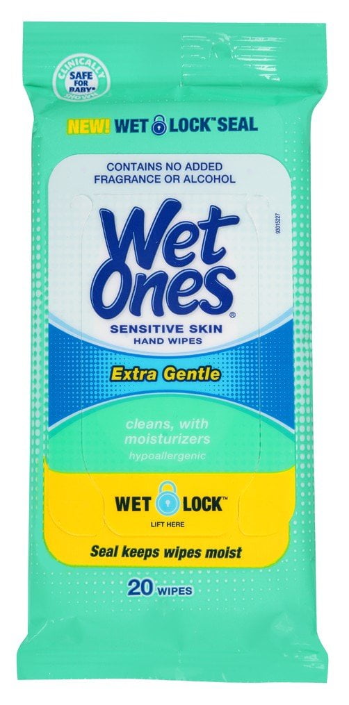 2 Pack Wet Ones Sensitive Skin Hand Wipes Travel Pack, Fragrance Free, 20 Ct
