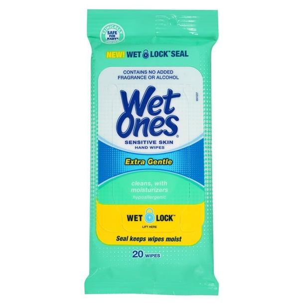 Wet Ones Sensitive Skin Hand Wipes Travel Pack, Fragrance Free, 20 Ct